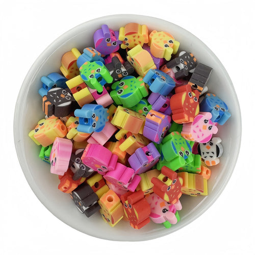 50pcs mixed-color owl polymer clay beads - 10mm | Clay Bead for DIY Bracelet Keychain & Boho Jewelry
