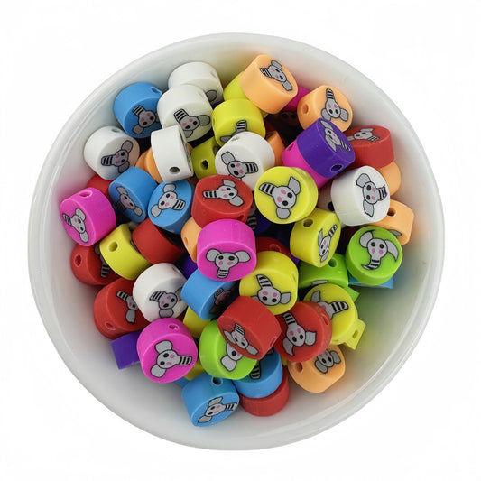 50pcs Mixed Elephant Polymer Clay Beads - 10mm | Clay Bead for DIY Bracelet Keychain & Boho Jewelry