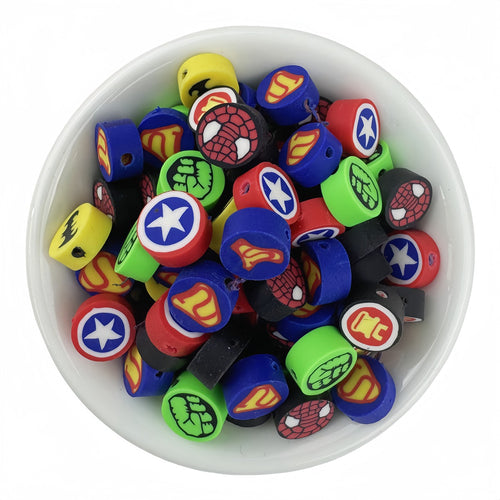 50pcs of mixed superhuman polymer clay beads - 10mm | Clay Bead for DIY Bracelet Keychain & Boho Jewelry