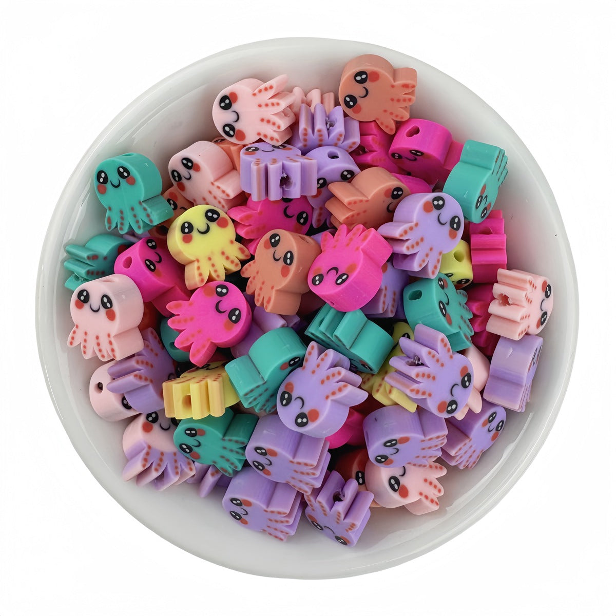 50pcs Mixed Color Octopus Polymer Clay Beads - 10mm | Clay Bead for DIY Bracelet Keychain & Boho Jewelry