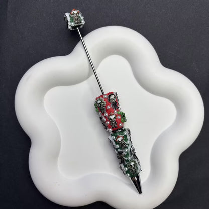 Spooky Season Beaded Pen with 3D Horror Icons - Classic Movie Character Charms, Custom | DIY Beadable Pen Craft Gift Idea