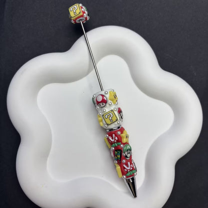 Handmade Super Mario Inspired Beadable Pen - 3D Cartoon Character Focal Beads (Mario, | DIY Beadable Pen Craft Gift Idea