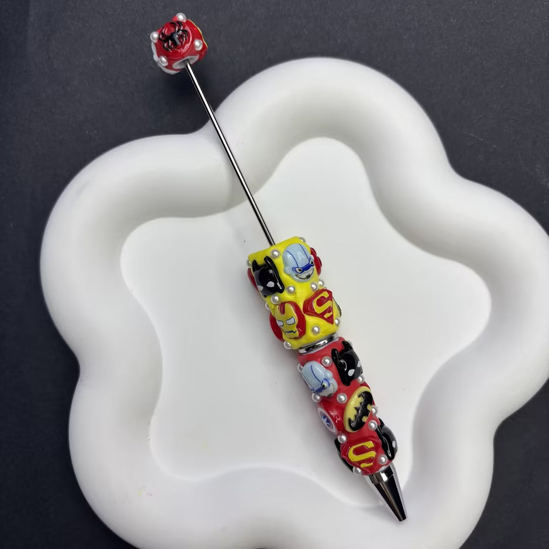 Handmade Super Mario Inspired Beadable Pen - 3D Cartoon Character Focal Beads (Mario, | DIY Beadable Pen Craft Gift Idea