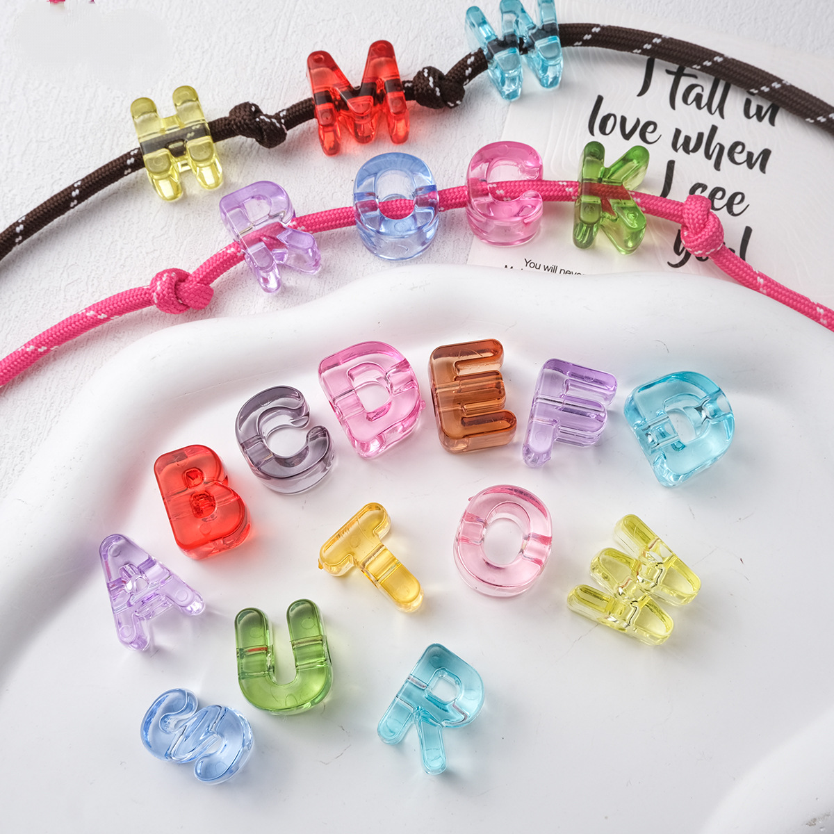 21mm Large Hole Transparent Alphabet Beads - Colorful Jelly Letter | Acrylic Bead for DIY Bracelet Keychain Jewelry Making