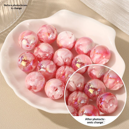 16mm Solar Active Photochromic Beads - Ink Wash Marble Effect | Acrylic Bead for DIY Bracelet Keychain Jewelry Making