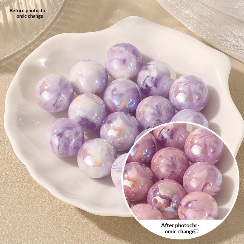 16mm Solar Active Photochromic Beads - Ink Wash Marble Effect | Acrylic Bead for DIY Bracelet Keychain Jewelry Making