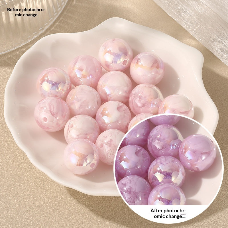 16mm Solar Active Photochromic Beads - Ink Wash Marble Effect | Acrylic Bead for DIY Bracelet Keychain Jewelry Making