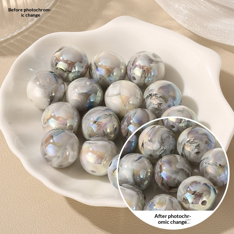 16mm Solar Active Photochromic Beads - Ink Wash Marble Effect | Acrylic Bead for DIY Bracelet Keychain Jewelry Making