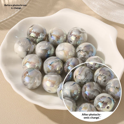16mm Solar Active Photochromic Beads - Ink Wash Marble Effect | Acrylic Bead for DIY Bracelet Keychain Jewelry Making