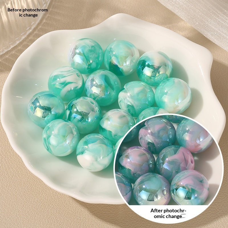 16mm Solar Active Photochromic Beads - Ink Wash Marble Effect | Acrylic Bead for DIY Bracelet Keychain Jewelry Making