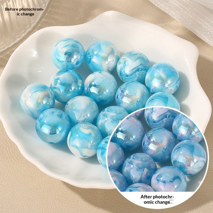 16mm Solar Active Photochromic Beads - Ink Wash Marble Effect | Acrylic Bead for DIY Bracelet Keychain Jewelry Making