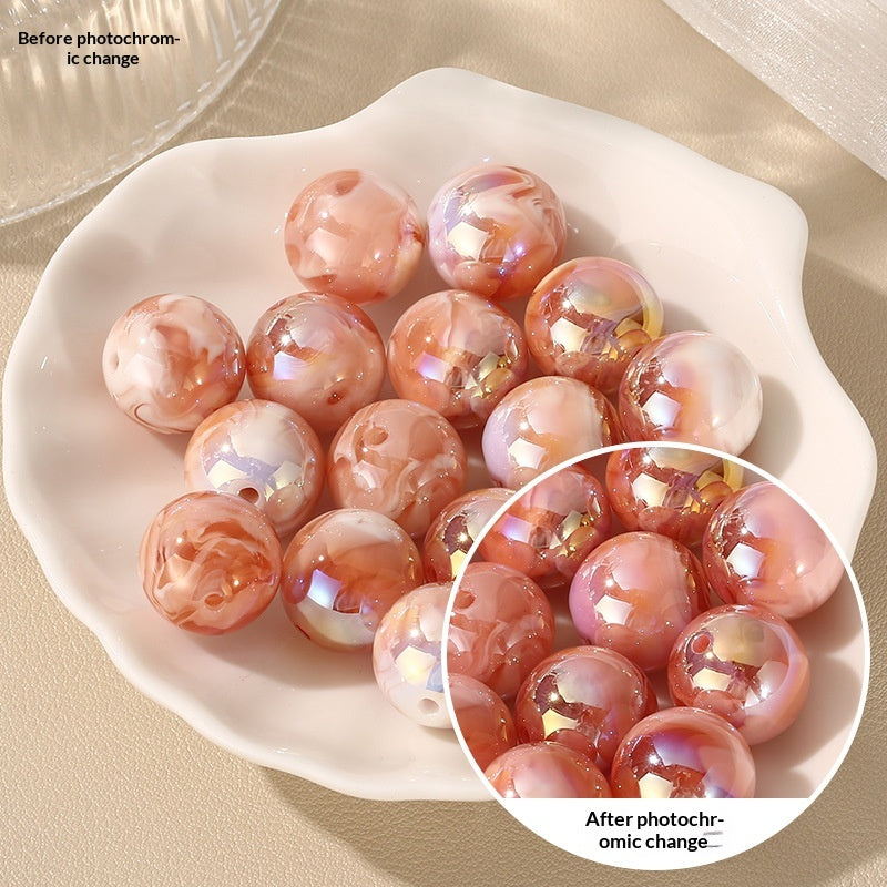 16mm Solar Active Photochromic Beads - Ink Wash Marble Effect | Acrylic Bead for DIY Bracelet Keychain Jewelry Making