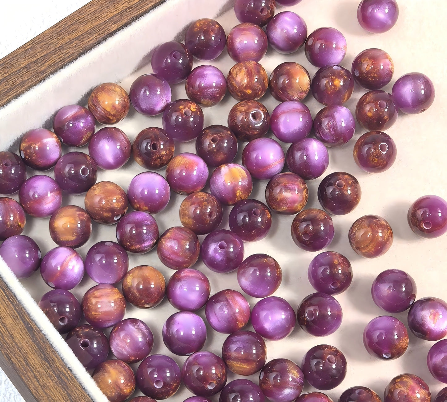 10mm Iridescent Galaxy Resin Beads, 2mm Large Hole Round Spacer | Acrylic Bead for DIY Bracelet Keychain Jewelry Making