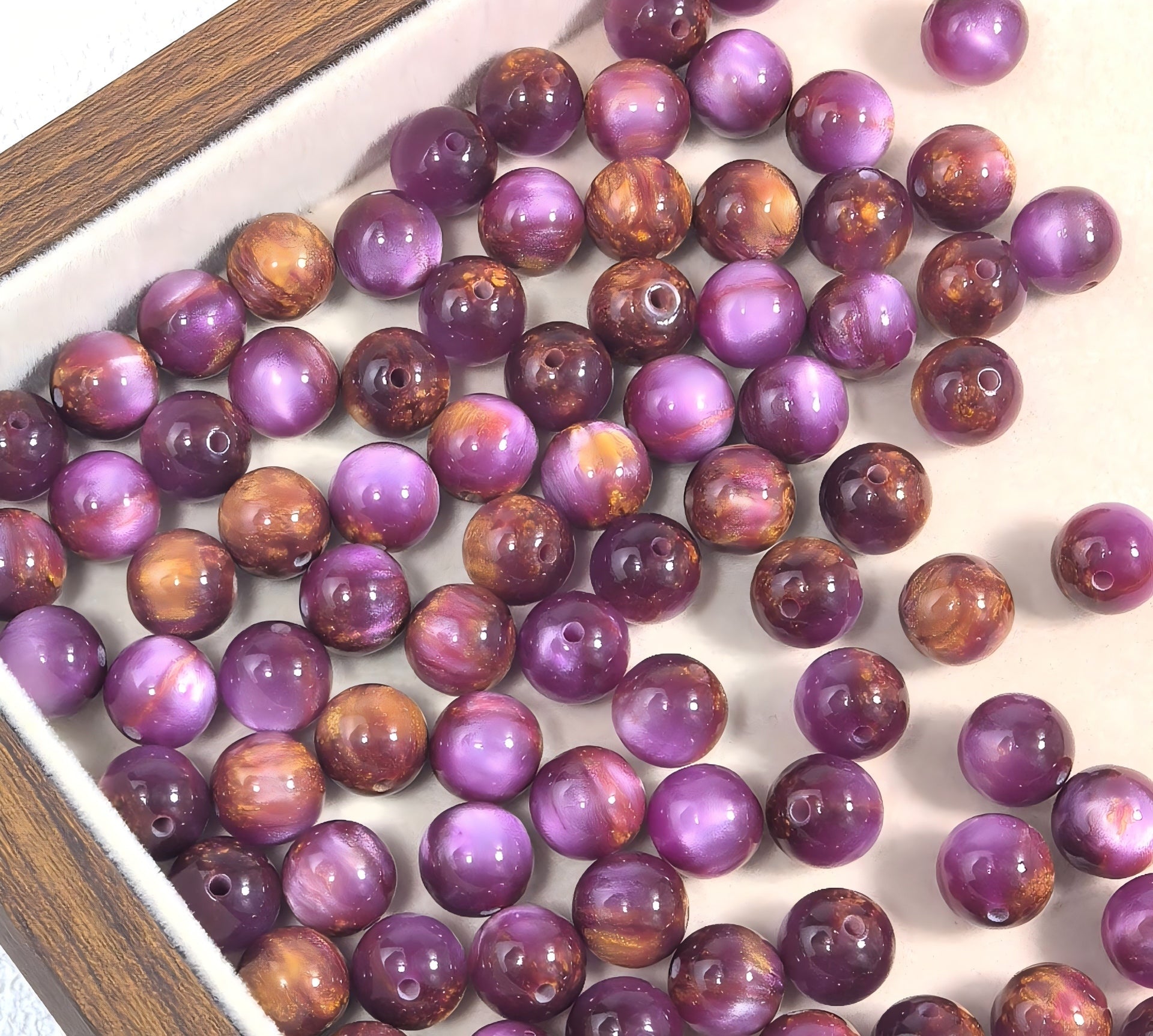 10mm Iridescent Galaxy Resin Beads, 2mm Large Hole Round Spacer | Acrylic Bead for DIY Bracelet Keychain Jewelry Making