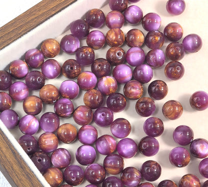 10mm Iridescent Galaxy Resin Beads, 2mm Large Hole Round Spacer | Acrylic Bead for DIY Bracelet Keychain Jewelry Making