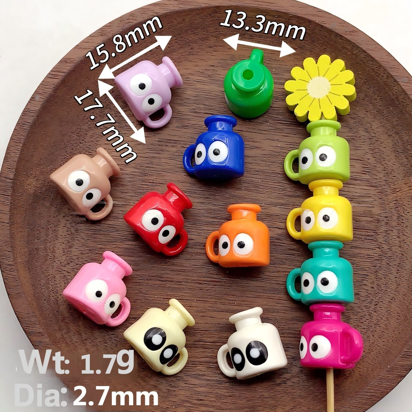 Googly Eyes Coffee Mug Acrylic Beads,  Mini Cup Spacer Beads with | Acrylic Bead for DIY Bracelet Keychain Jewelry Making