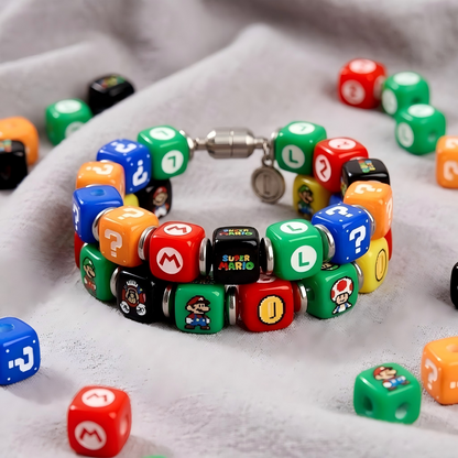 Super Mario Theme Acrylic Cube Beads, 14mm Horizontal Hole Square Beads for DIY Beadable Pens, Mario & Luigi Character Letter Beads for Jewelry Making