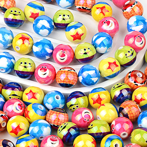 16mm Toy Story Inspired Acrylic Round Beads, Cartoon Character | Acrylic Bead for DIY Bracelet Keychain Jewelry Making