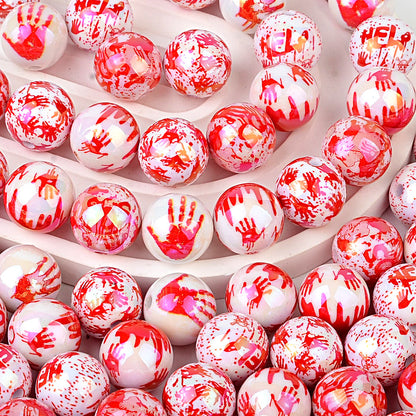 16mm Halloween Bloody Handprint Acrylic Beads, Iridescent AB Blood | Acrylic Bead for DIY Bracelet Keychain Jewelry Making