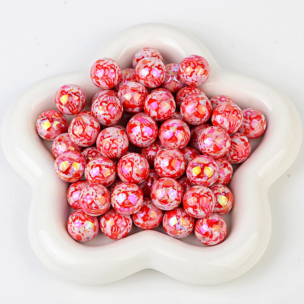16mm Halloween Bloody Handprint Acrylic Beads, Iridescent AB Blood | Acrylic Bead for DIY Bracelet Keychain Jewelry Making
