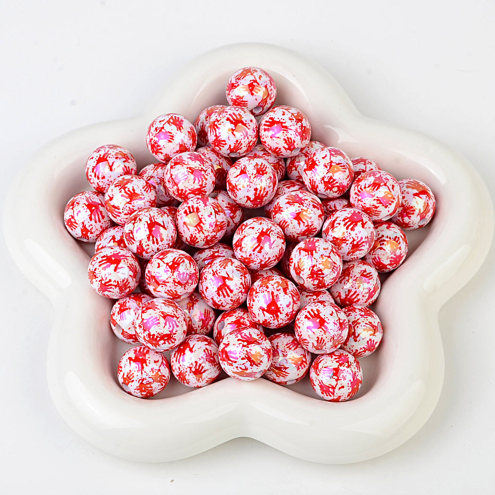 16mm Halloween Bloody Handprint Acrylic Beads, Iridescent AB Blood | Acrylic Bead for DIY Bracelet Keychain Jewelry Making
