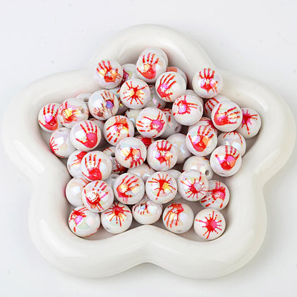 16mm Halloween Bloody Handprint Acrylic Beads, Iridescent AB Blood | Acrylic Bead for DIY Bracelet Keychain Jewelry Making