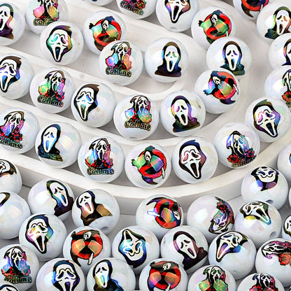 16mm/24mm Halloween Ghost Face Acrylic Beads, Iridescent AB | Acrylic Bead for DIY Bracelet Keychain Jewelry Making