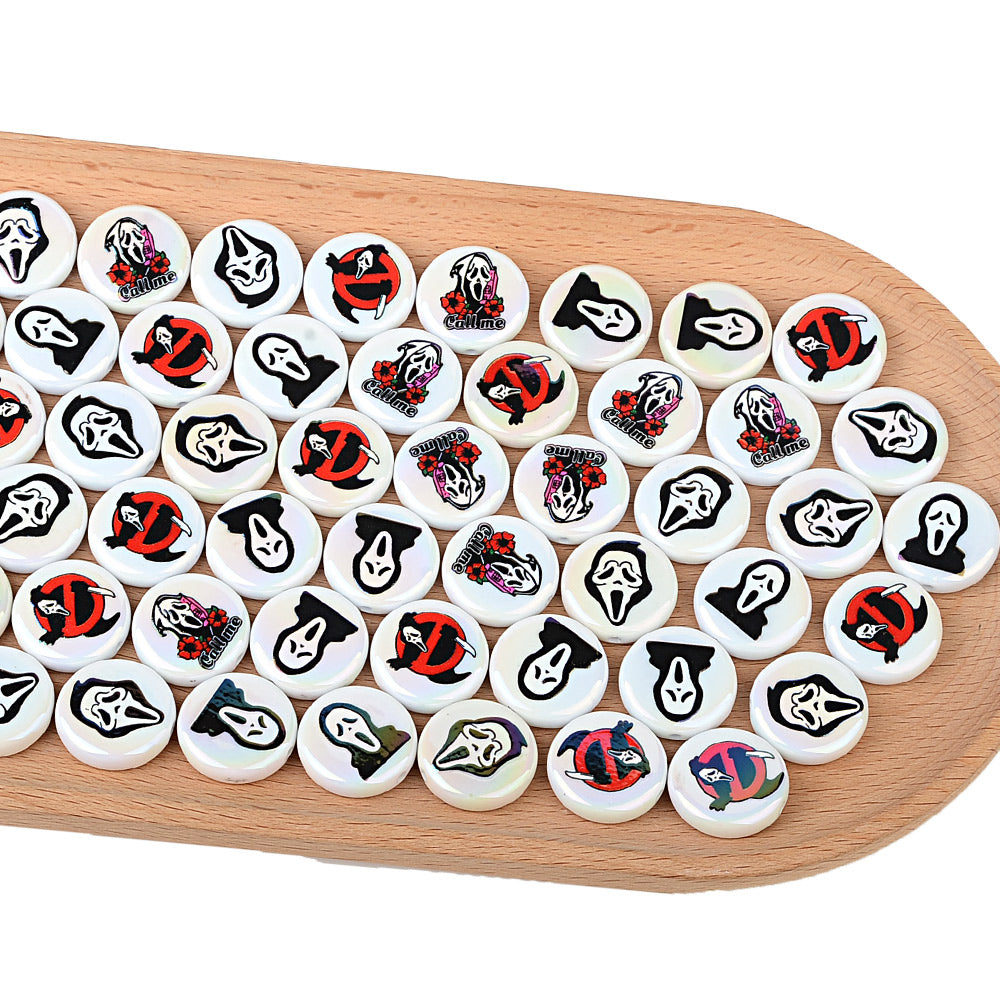 16mm/24mm Halloween Ghost Face Acrylic Beads, Iridescent AB | Acrylic Bead for DIY Bracelet Keychain Jewelry Making