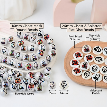 16mm/24mm Halloween Ghost Face Acrylic Beads, Iridescent AB | Acrylic Bead for DIY Bracelet Keychain Jewelry Making