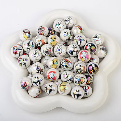 16mm Jack & Sally Acrylic Beads, Nightmare Before Christmas Clear | Acrylic Bead for DIY Bracelet Keychain Jewelry Making