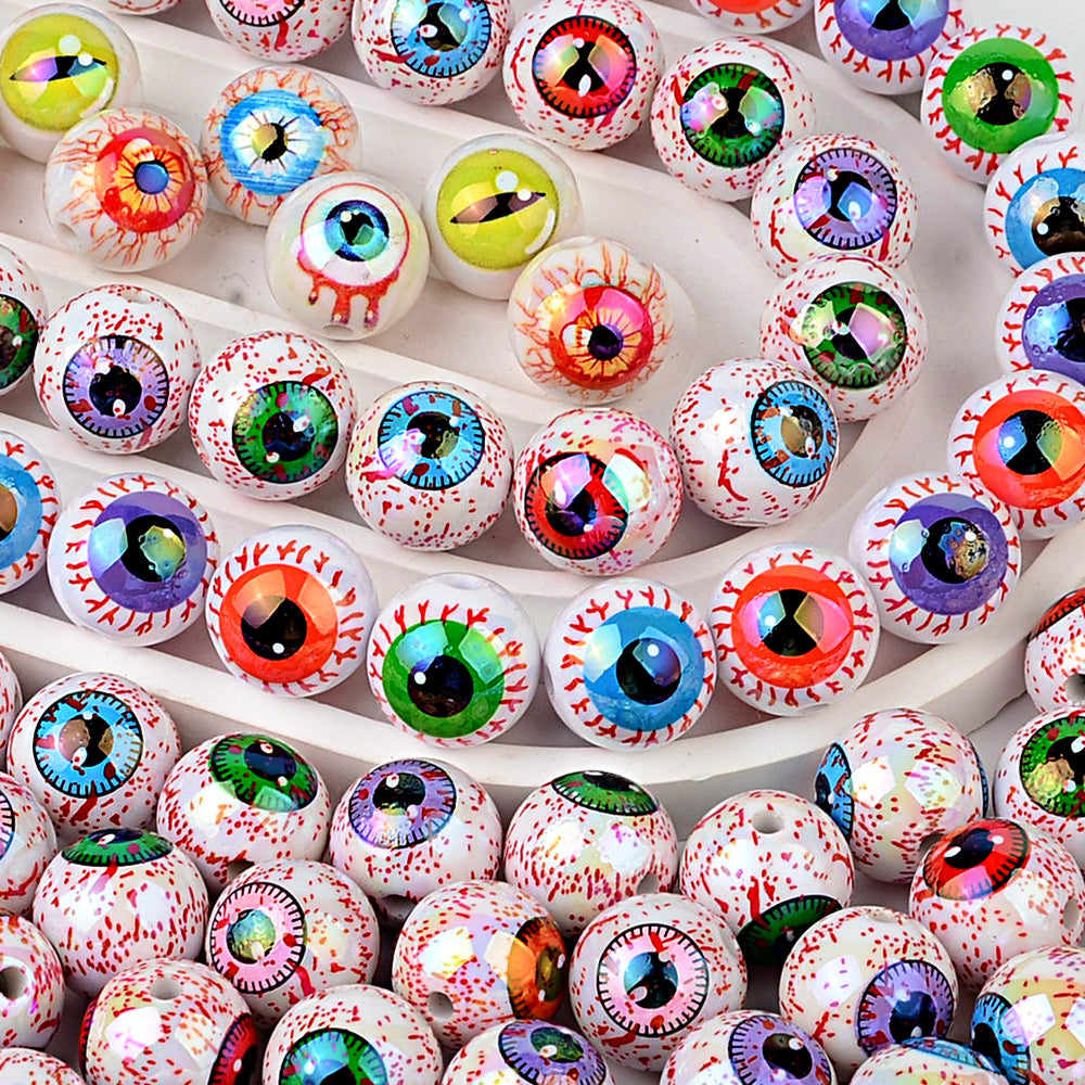 16mm Eyeball Beads Creepy Bloodshot Evil Eye Dragon Eyes Round | Acrylic Bead for DIY Bracelet Keychain Jewelry Making