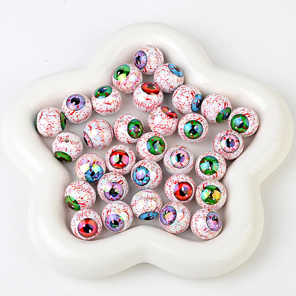 16mm Eyeball Beads Creepy Bloodshot Evil Eye Dragon Eyes Round | Acrylic Bead for DIY Bracelet Keychain Jewelry Making
