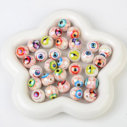 16mm Eyeball Beads Creepy Bloodshot Evil Eye Dragon Eyes Round | Acrylic Bead for DIY Bracelet Keychain Jewelry Making