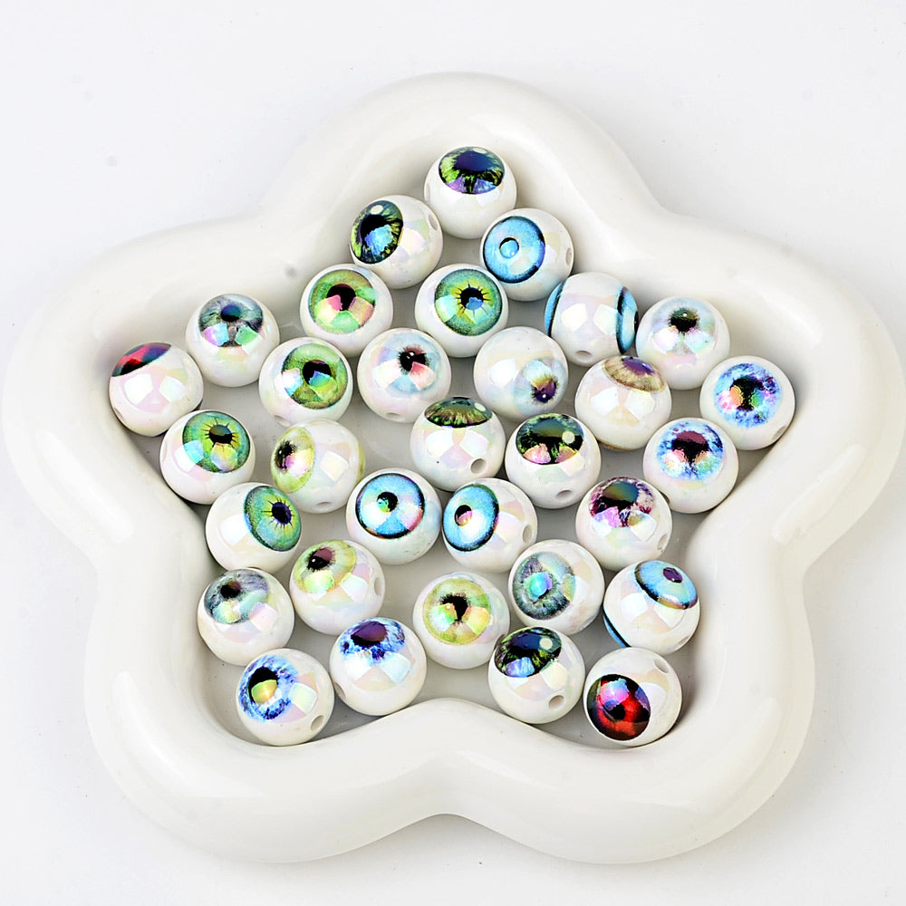16mm Eyeball Beads Creepy Bloodshot Evil Eye Dragon Eyes Round | Acrylic Bead for DIY Bracelet Keychain Jewelry Making