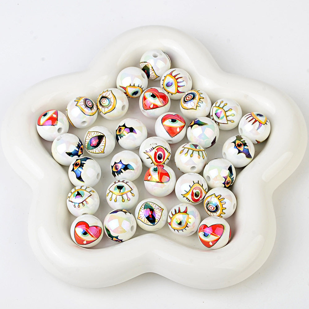 16mm Eyeball Beads Creepy Bloodshot Evil Eye Dragon Eyes Round | Acrylic Bead for DIY Bracelet Keychain Jewelry Making