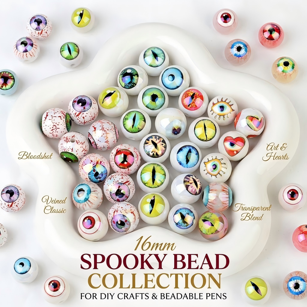 16mm Eyeball Beads Creepy Bloodshot Evil Eye Dragon Eyes Round | Acrylic Bead for DIY Bracelet Keychain Jewelry Making