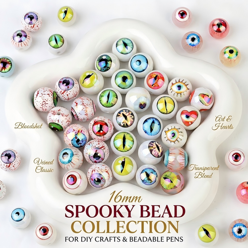 16mm Eyeball Beads Creepy Bloodshot Evil Eye Dragon Eyes Round | Acrylic Bead for DIY Bracelet Keychain Jewelry Making