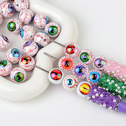 16mm Eyeball Beads Creepy Bloodshot Evil Eye Dragon Eyes Round | Acrylic Bead for DIY Bracelet Keychain Jewelry Making