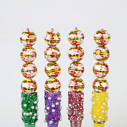 16mm Crime Scene Do Not Cross Acrylic Beads Blood Splatter Round | Acrylic Bead for DIY Bracelet Keychain Jewelry Making