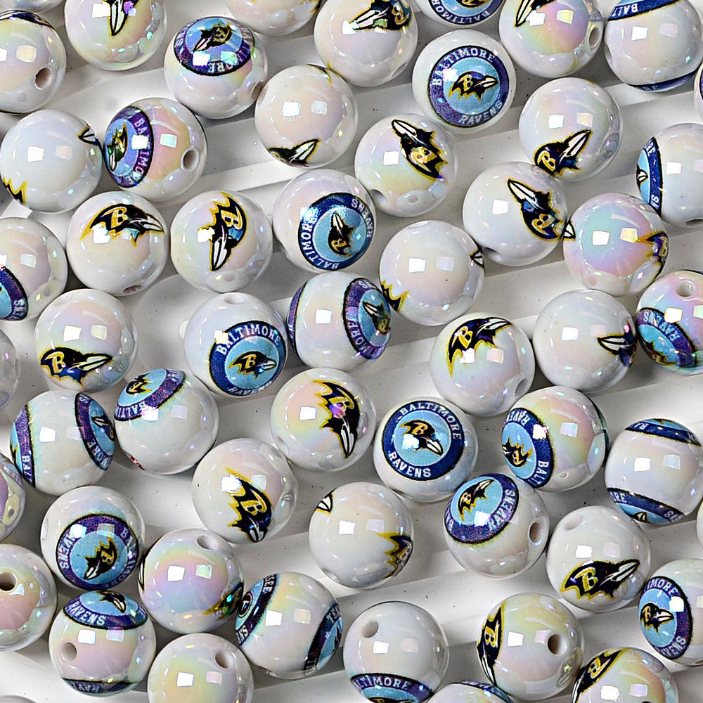 16MM  NFL  Electroplated Solid Color Printed American Football Team Round | DIY Sports Fan Bracelet & Keychain Craft Bead