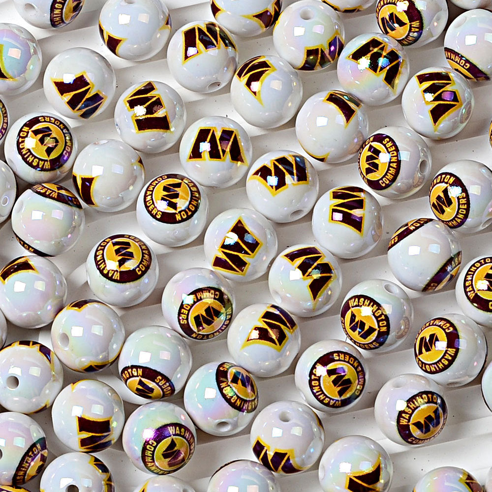 16MM  NFL  Electroplated Solid Color Printed American Football Team Round | DIY Sports Fan Bracelet & Keychain Craft Bead