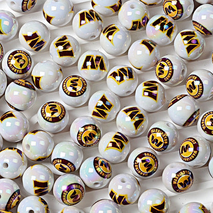 16MM  NFL  Electroplated Solid Color Printed American Football Team Round | DIY Sports Fan Bracelet & Keychain Craft Bead