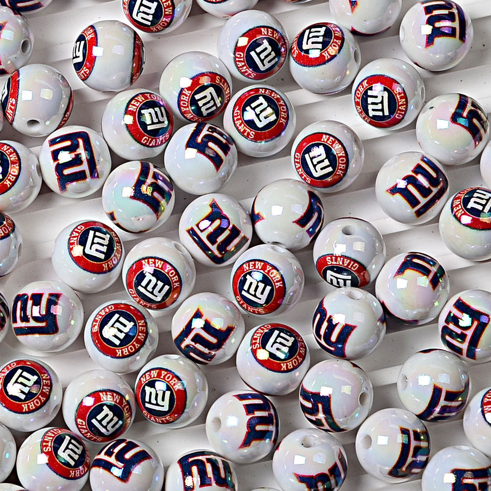16MM  NFL  Electroplated Solid Color Printed American Football Team Round | DIY Sports Fan Bracelet & Keychain Craft Bead