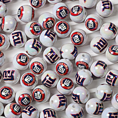 16MM  NFL  Electroplated Solid Color Printed American Football Team Round | DIY Sports Fan Bracelet & Keychain Craft Bead