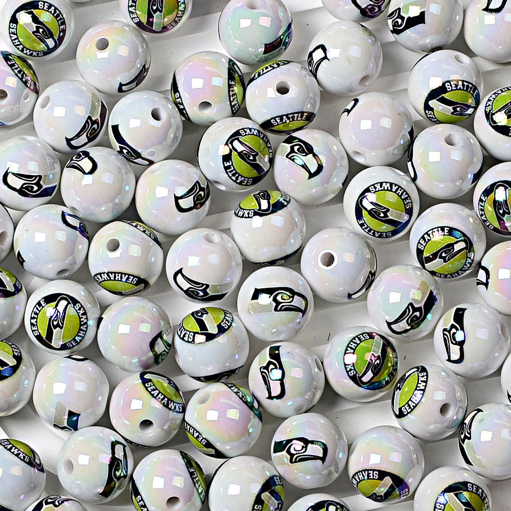 16MM  NFL  Electroplated Solid Color Printed American Football Team Round | DIY Sports Fan Bracelet & Keychain Craft Bead