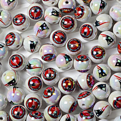 16MM  NFL  Electroplated Solid Color Printed American Football Team Round | DIY Sports Fan Bracelet & Keychain Craft Bead