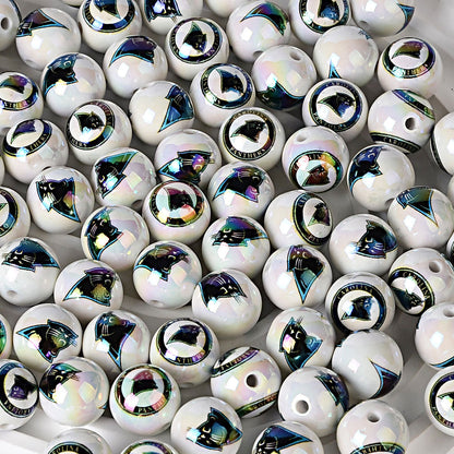 16MM  NFL  Electroplated Solid Color Printed American Football Team Round | DIY Sports Fan Bracelet & Keychain Craft Bead
