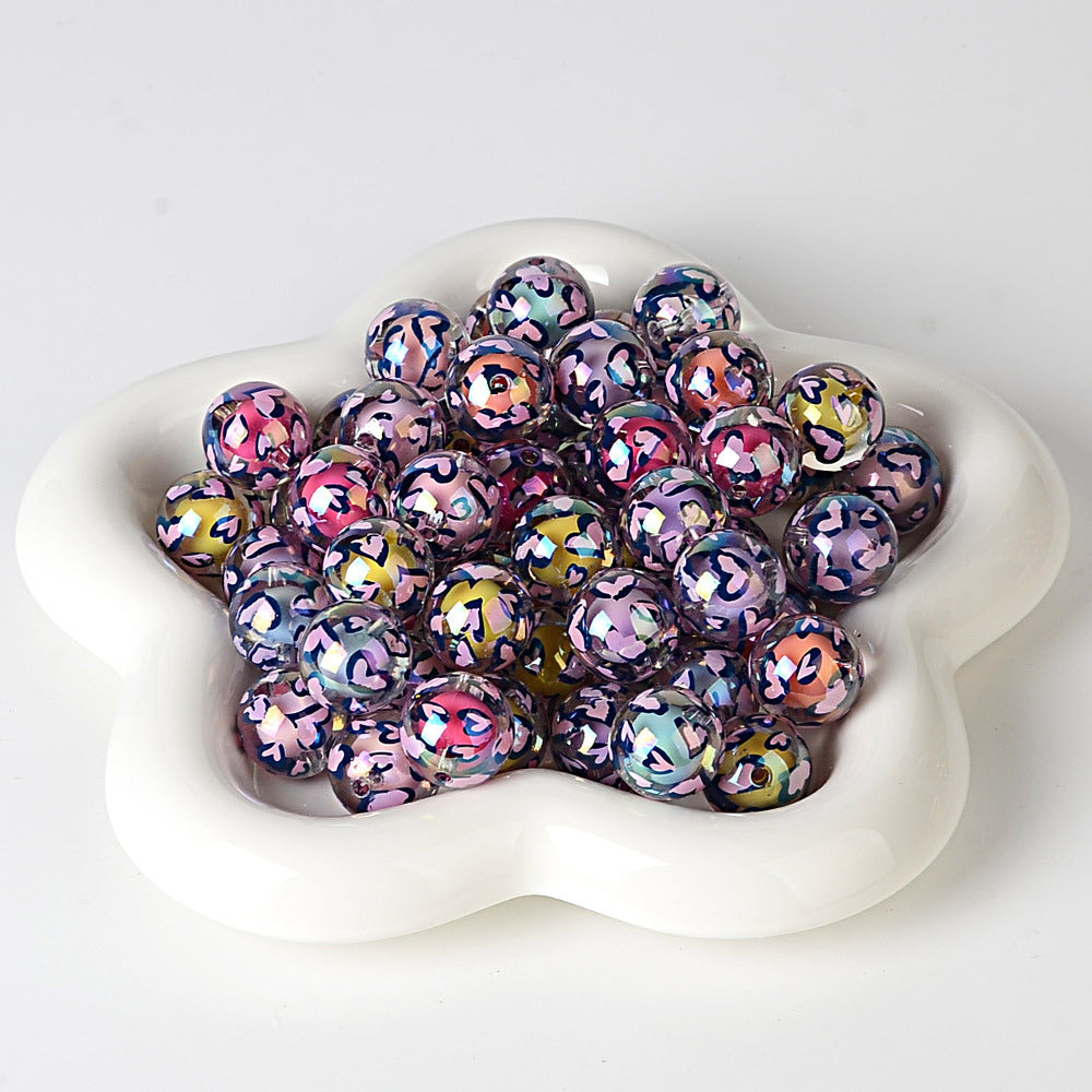 16mm Printed Two-color Heart Double-layer Acrylic Straight Hole Beads | Acrylic Bead for DIY Bracelet Keychain Jewelry Making