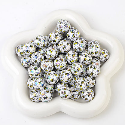 16mm Cute Bee Bubblegum Beads, AB Luster Bumblebee Round Spacer | Acrylic Bead for DIY Bracelet Keychain Jewelry Making