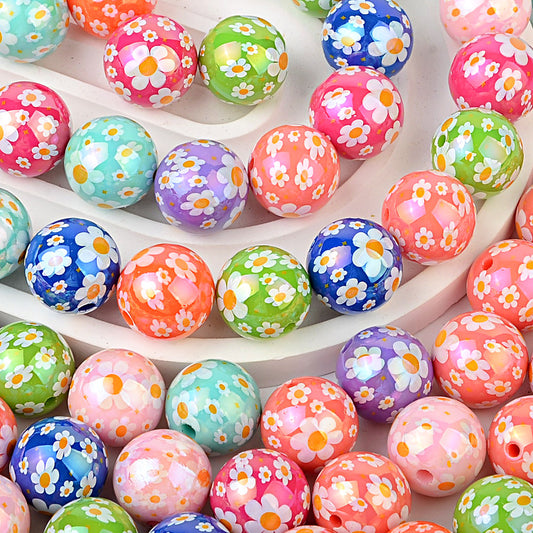 16mm vintage sunflower mixed color beads, perfect for DIY beaded | Acrylic Bead for DIY Bracelet Keychain Jewelry Making